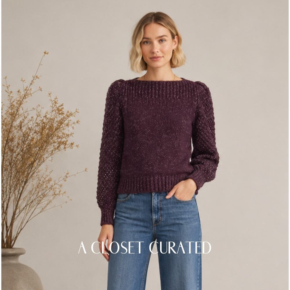 LoveShackFancy Rosie Boat Neck Alpaca Sweater XS Purple NEW